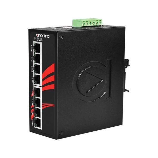8-Port Industrial PoE+ Unmanaged Ethernet Switch, w/8-10/100Tx *12VDC-36VDC